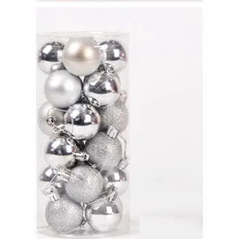 Vánoční ozdoba 4L Sada vánočních ozdob 24 ks - stříbrné