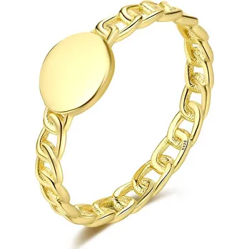 Prsten Pozlacený stříbrný řetízkový prsten s kolečkem - Meucci SYR082 Velikost: 57