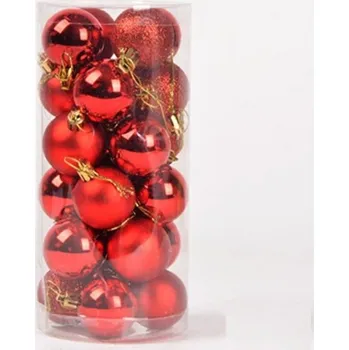 Vánoční ozdoba 4L Sada vánočních ozdob 24 ks - červené