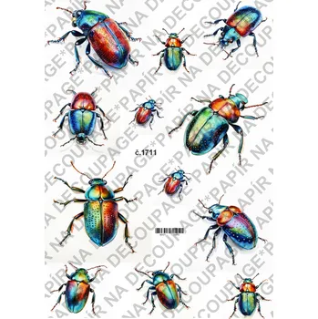 Výtvarný papír Rýžový a soft papír na decoupage - brouci - KB01711 Materiál: Rýžový papír, Rozměr: A4