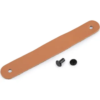 Kožené poutko / úchytka / madlo se šroubovacím nýtem 2x7 cm hnědá přírodní 1 ks