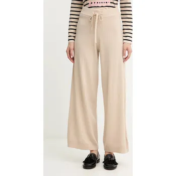 Dámské kalhoty Vlněné kalhoty Weekend Max Mara JOSEF béžová barva, 2525336012600 80X, vel. L