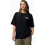 Dámské trekkingové tričko Columbia Rolling Bend Graphic Oversized Tee black/mountainview