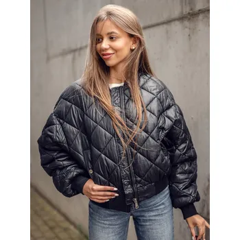 Černá dámská prošívaná přechodová bunda bomber Bolf J9089 - L/XL