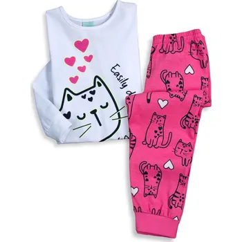 Dívčí pyžamo Dívčí pyžamo svítící ve tmě KYLY KOČKA bílé Velikost: 152