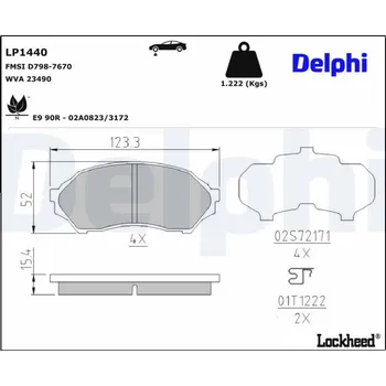 Brzdová destička Sada brzdových destiček, kotoučová brzda DELPHI LP1440