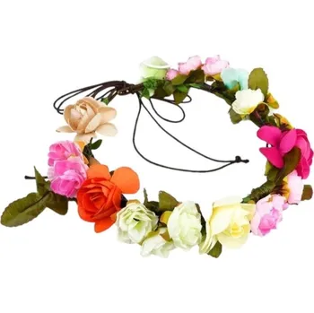 Čelenka Flamenco Mystique Romantický Věnec s Řemínkem z Umělých Květin, Průměr 15 cm, Šířka 4 cm