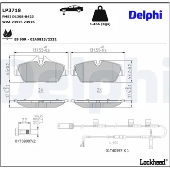 Autodíl Sada brzdových destiček, kotoučová brzda DELPHI LP3718