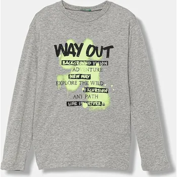 Chlapecké tričko Dětské bavlněné tričko s dlouhým rukávem United Colors of Benetton šedá barva, 3JERC10QO 3JERC10QO.G.seasonal 09X, vel. 120