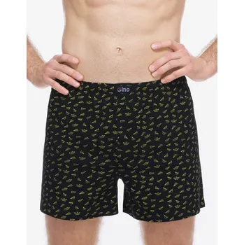 Trenýrky Pánské trenky volné, šité, s potiskem - černá petrolejová - 50/52