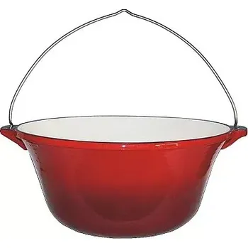 kotlíky Kotlík litina/smalt 16 L čvn (stylový 16 litrový kotlík z litiny s červeným smaltovaným povrchem k vaření nad ohništěm)