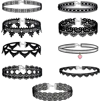 Náhrdelník Camerazar Černá chokerová sada náhrdelníků s páskem pro celebritu