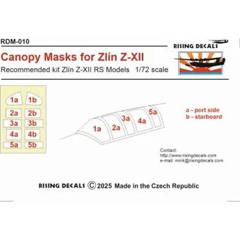 Plastikový model Rising Decals 1/72 Canopy mask for Zlin Z-XII (RSMMOD)