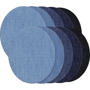 Nášivka Sada nažehlovaček TERMO LATCHES, 10 kusů, velké oválné, imitace džínoviny, 14 cm x 11 cm