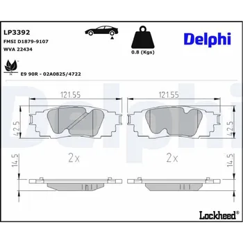 Brzdová destička Sada brzdových destiček, kotoučová brzda DELPHI LP3392