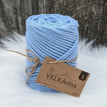 Příze VEĽKÁvlna VEL'KÁvlna bavlněná šňůra na háčkování 3mm Pomněnka