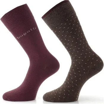 Pánské ponožky Bugatti pánské ponožky 2 páry hnědé/vínové 61100 - 43-46 | P699433