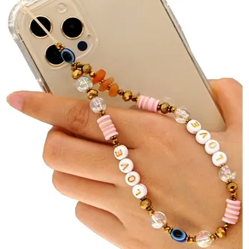 Camerazar Přívěsek Lanyard na telefon s letními korálky a perlami klíčenka