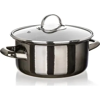BANQUET METALLIC Black Hrnec smaltovaný 20 cm 2 l s poklicí