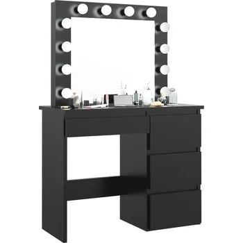 Toaletní stolek Černý toaletní stolek se světýlky a šuplíky