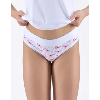 Dívčí spodní prádlo Dívčí kalhotky klasické dívčí, úzký bok, šité, s potiskem - bílá cukrová - 152/158