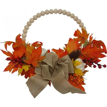 Věnec Podzimní věnec na dveře s jutovou mašlí 2001010 32 cm