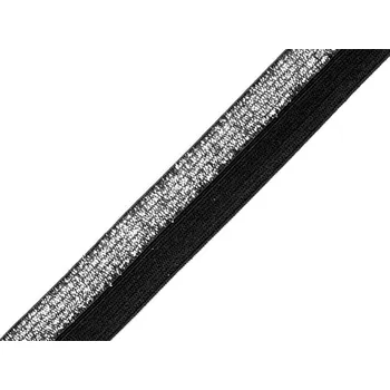 Textilie Lemovací pruženka půlená / lampas šíře 17 mm s lurexem černá 25 m