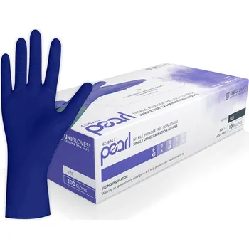 Vyšetřovací rukavice UNIGLOVES Nitrilové rukavice kobaltově modré - Cobalt Pearl, 100 ks Velikost: L (9)