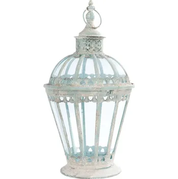 Svícen Bílomodrá kovová závěsná lucerna s ozdobnou kopulí – 29x55 cm + doprava zdarma