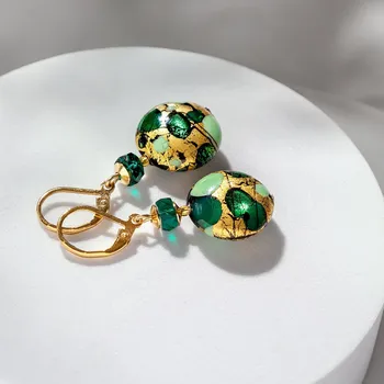 Náušnice Lampglas Náušnice Emerald Flame s 24karátovým zlatem v perlách Lampglas Materiál zapínání náušnic: pozlacené stříbro Ag 925/1000