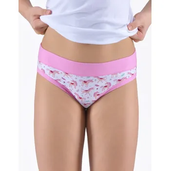 Dívčí spodní prádlo Dívčí kalhotky klasické dívčí, úzký bok, šité, s potiskem - orchidej cukrová - 152/158