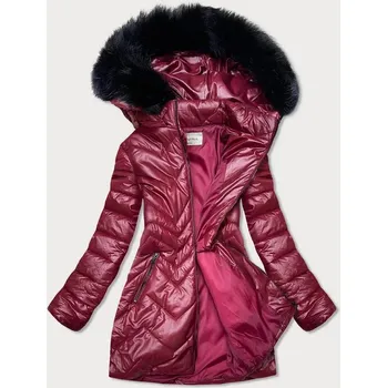 Dámská cargo bunda Vínová prošívaná dámská bunda s kapucí na přechodné období, odstíny červené 48 i392_18316-27