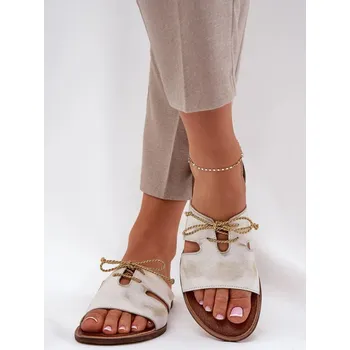 Dámské pantofle Pantofle z přírodní kůže se zlatou šňůrou, 36 i240_210176_2:36