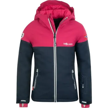 Trollkids Dívčí bunda s kapucí Hallingdal Navy blue/pink (223-114) 116
