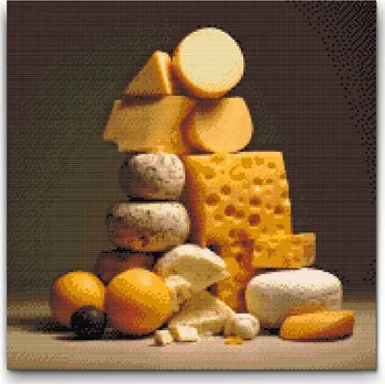 Diamantové malování Diamantové malování - Sýrová pyramida Velikost: 50x50cm, Rámování: Pouze srolované plátno, Diamanty: Čtvercové
