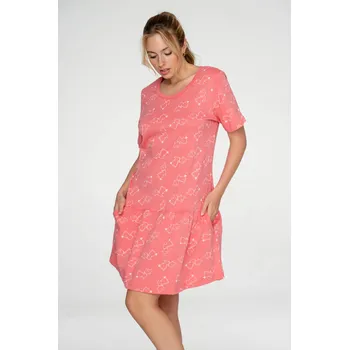 Dámské noční prádlo TIMO Timo | Bavlněné dámské šaty s kapsami Dogs Pink - M / 09