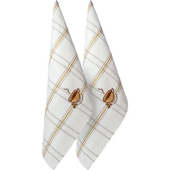 Utěrka ARÔME HOME Utěrky Béžové káro, výšivka Káva ARÔME HOME