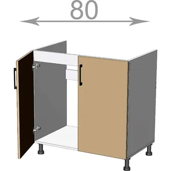 Kuchyňská linka Nábytek Pyramida, s.r.o. dolní dřezová skříňka š.80, v.82, Modena LS8082, bílá/antracit