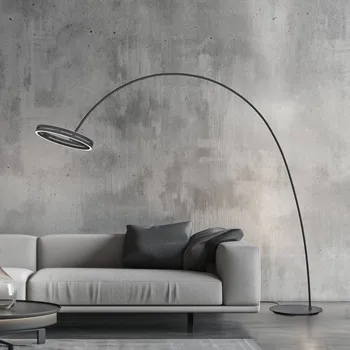 Lampička PURE LED stojací lampa Loop-Bow, černá, dosah 290 cm, CCT - Základna – 60 cm, výška 4 cm; délka napájecího kabelu 200 cm černá, bílá 2 x 20 W LED - Doprava zdarma