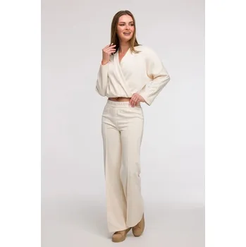 Dámské kalhoty BeWear Dámské široké kalhoty s předním švem - vanilka, EU XL i529_2612124918172405800