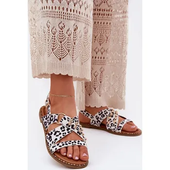 Dámské sandále Sandály z ekokože se zlatými hřebíky a sponou, 38 i240_214688_2:38