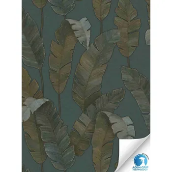 Tapeta A.S. Création | Vliesová samolepicí tapeta aktivovaná vodou WOW 78453-1 | 0,53 x 10,05 m | zelená, modrozelená, hnědá + Zelená, modrozelená, hnědá samolepicí vliesová tapeta Aqua Grip 784531 v rozměru 0,53 x 10,05 m