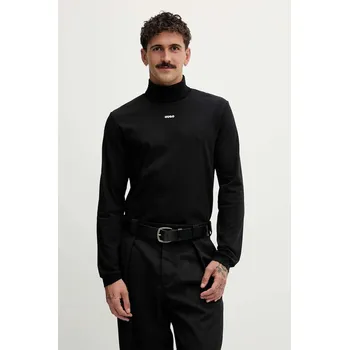 Bavlněné tričko s dlouhým rukávem HUGO Daporollo 50547372 černá 99X, vel. XL