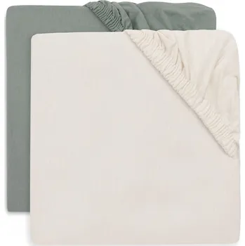 Povlečení Jollein Prostěradlo napínací 120x60 cm 2 ks Sea Green/Ivory