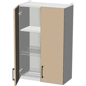 Knihovna Nábytek Pyramida, s.r.o. horní vysoká vitrína s odkapávačem š.60, v.92, Modena WD6092G, grafit/antracit