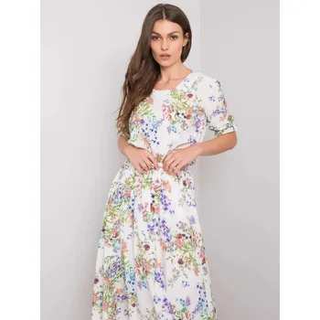 Dámské šaty Dámské květinové šaty bílo-zelené s páskem, 40 i523_2016102956969