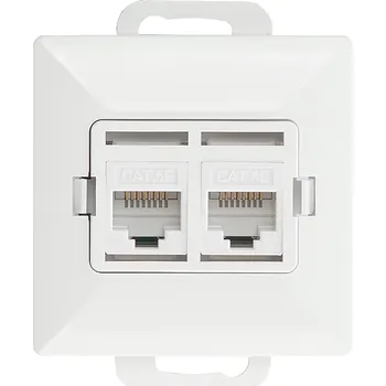 Elektrická zásuvka Dvojitá zásuvka tel-komp. RJ-45 Cat5 Pearl, RJ45-5CAT/P2, bílá