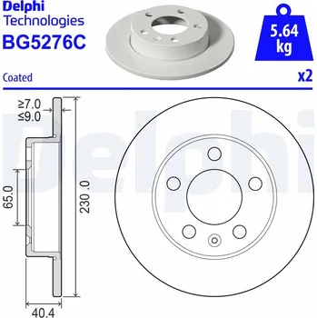 Brzdový kotouč Brzdový kotouč DELPHI BG5276C