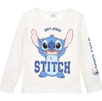 Chlapecké tričko Bílé dětské tričko s dlouhým rukávem Disney Stitch Velikost: 116