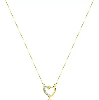Náhrdelník Stříbrný 925 náhrdelník ve zlatě - srdce s čirými zirkony
